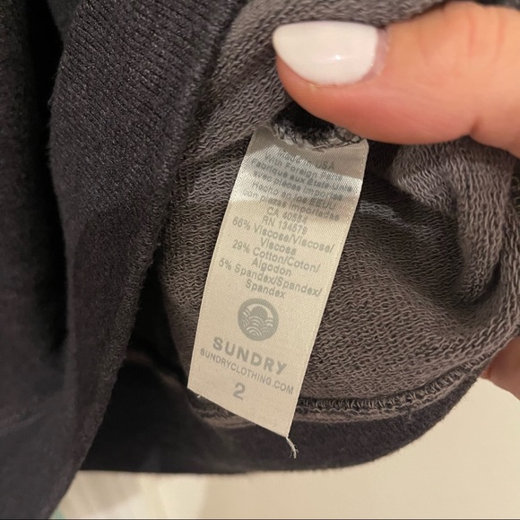 SUNDRY Womens grey red heart print embroidered pullover sweatshirt top sweater S - Picture 4 of 5